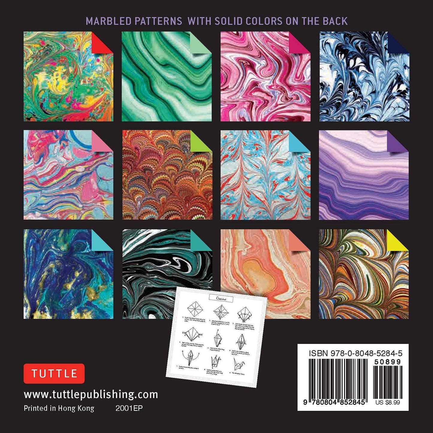 Book of 200 Sheets Marbled Patterns Origami Paper