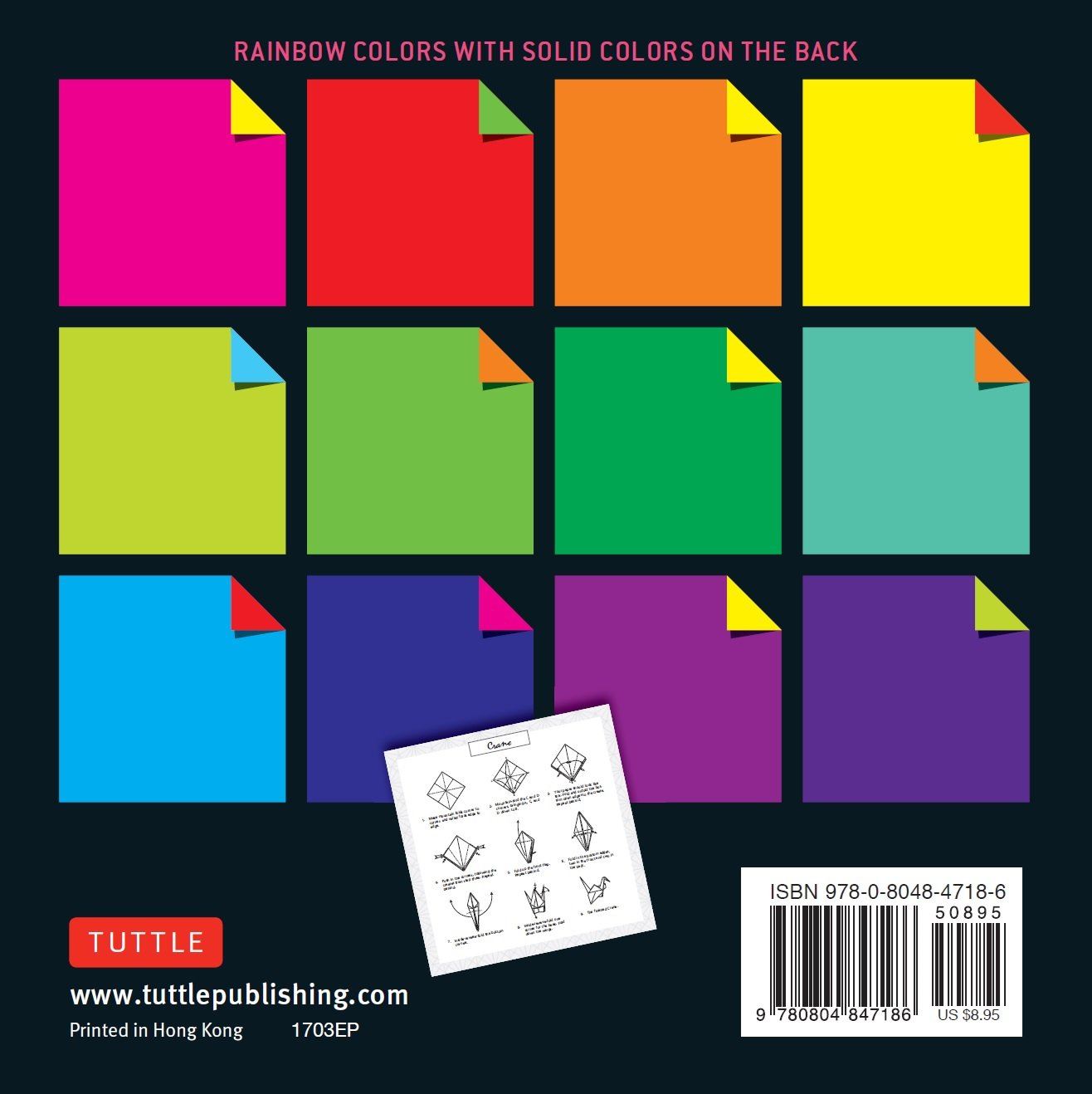 Book of 200 Sheets Rainbow Colours Origami Paper