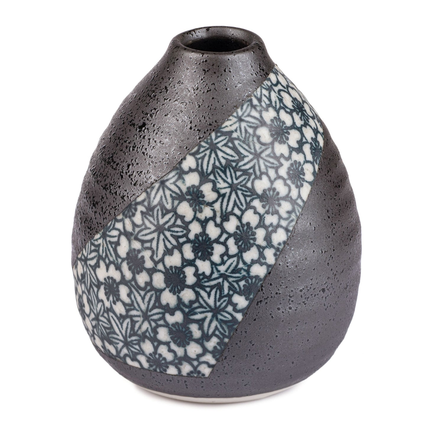 Charcoal Floral Mini Japanese Vase