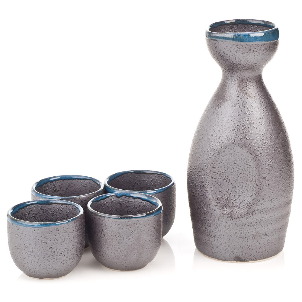 Charcoal Grey 5pce Japanese Sake Set