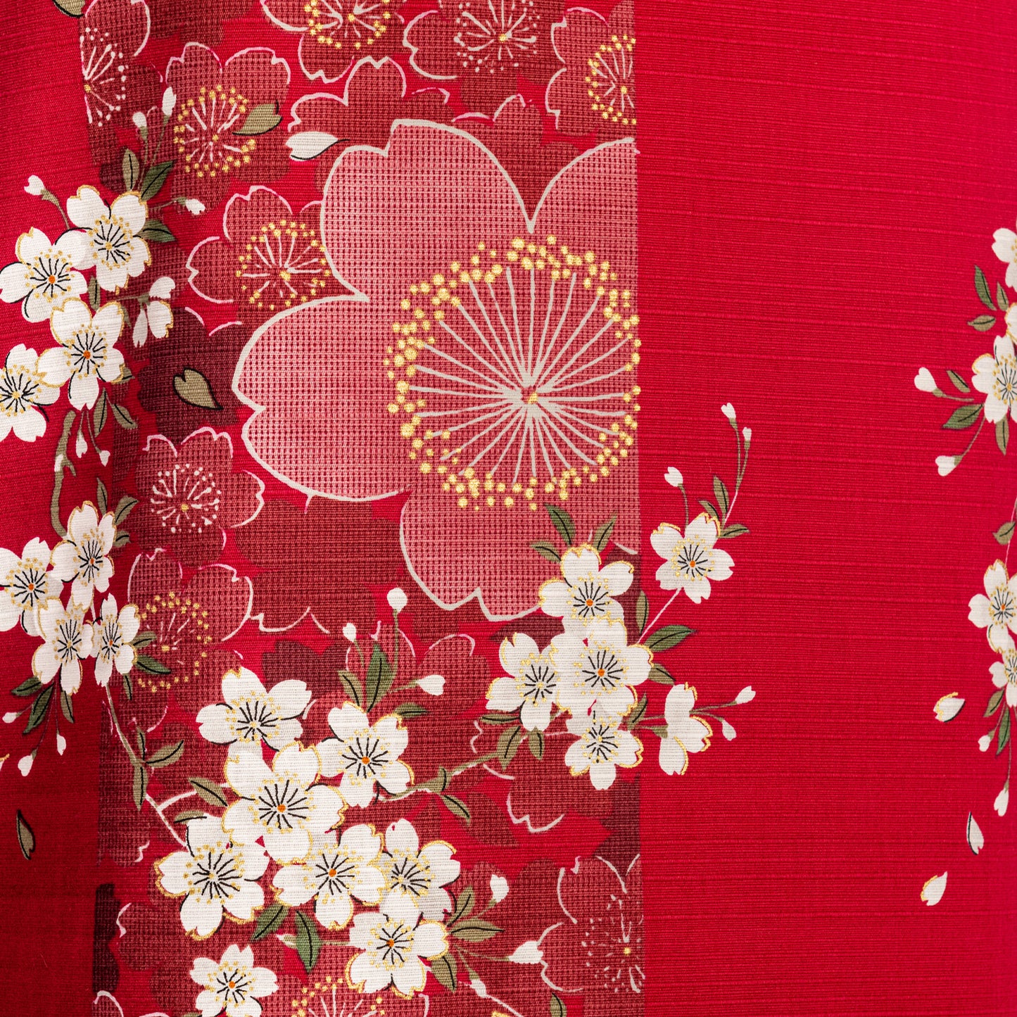 Cherry Blossom Print Long Red Yukata