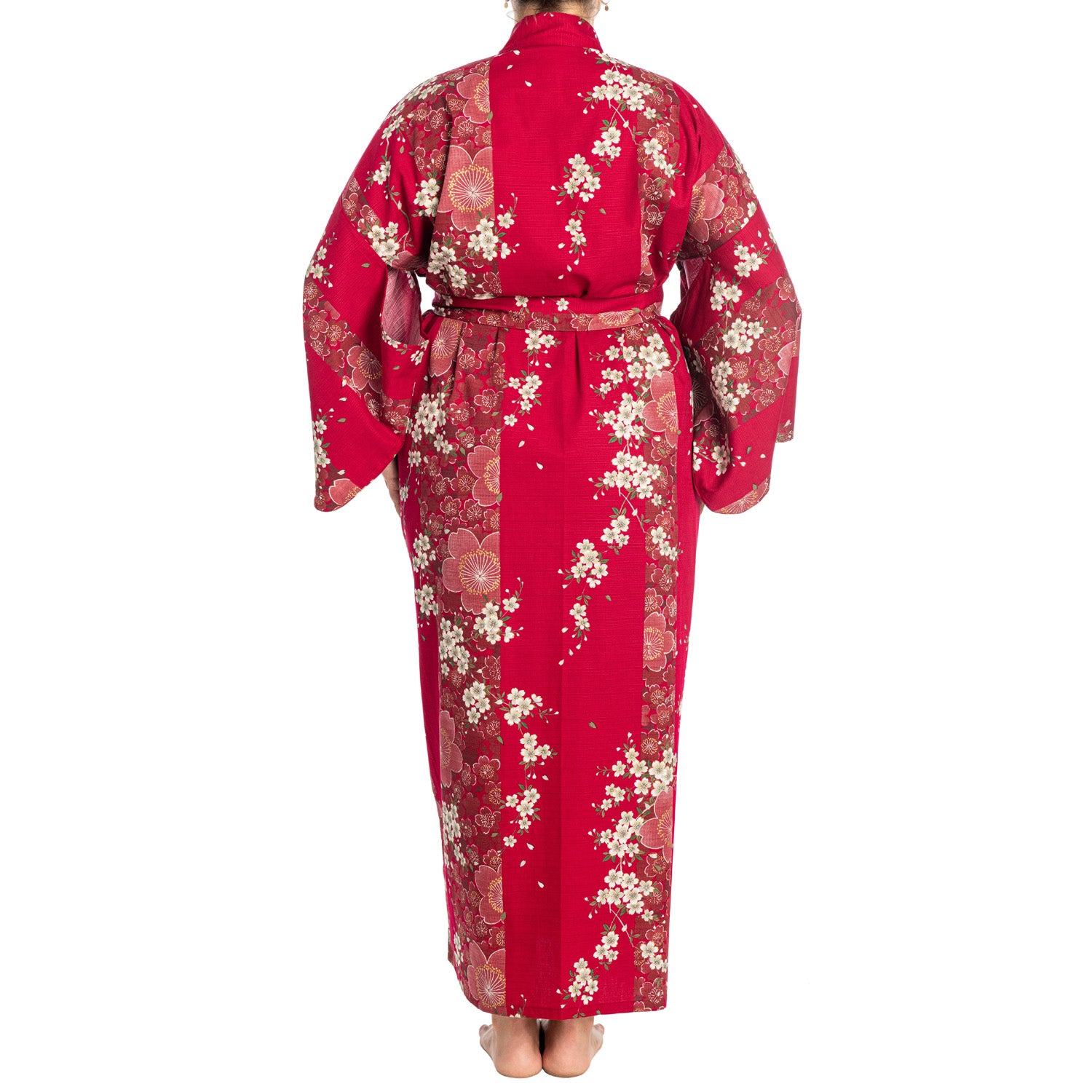 Cherry Blossom Print Long Red Yukata XL | XL Kimonos – The Japanese Shop