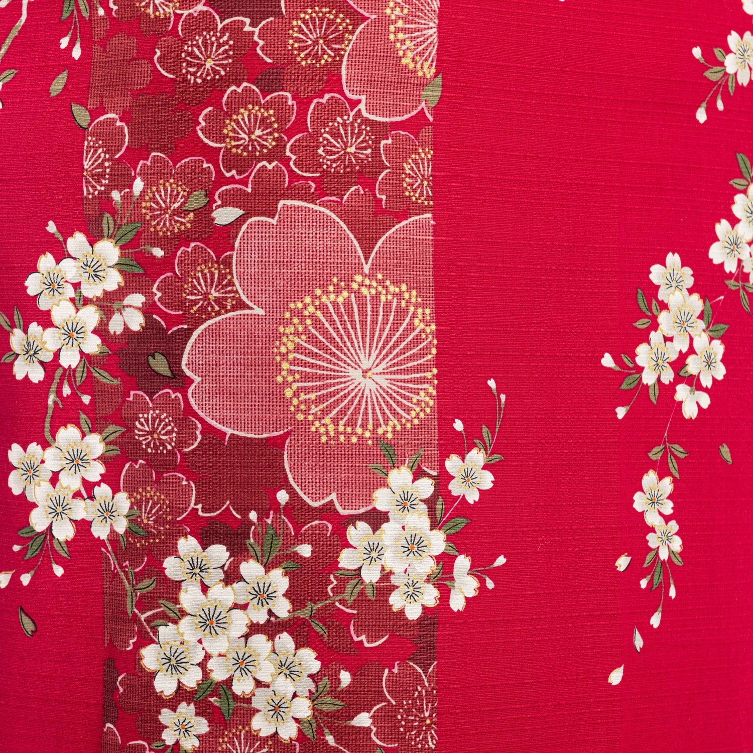Cherry Blossom Print Long Red Yukata XL