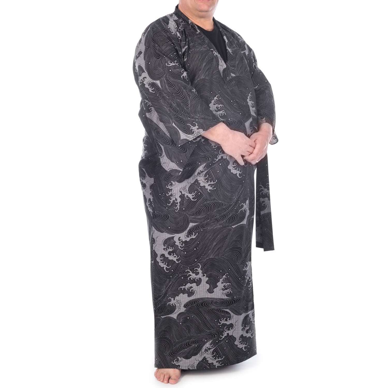 Extra Large Japanese Kimono Wave Long Black