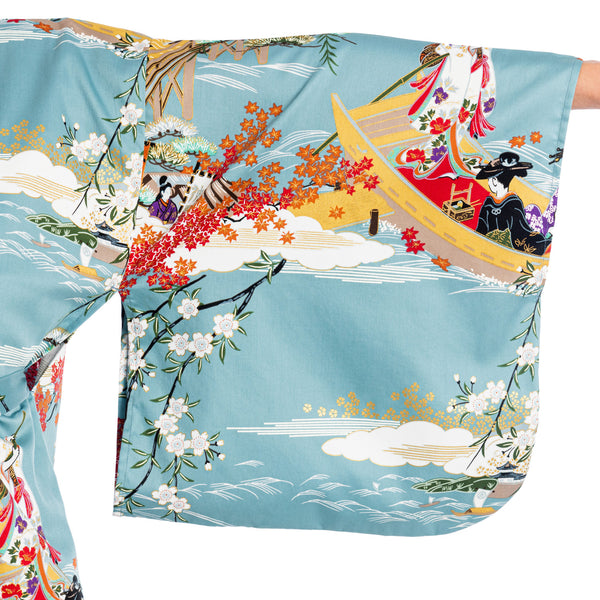 Geisha Long Blue Japanese Kimono | Full Length Kimono – The Japanese Shop