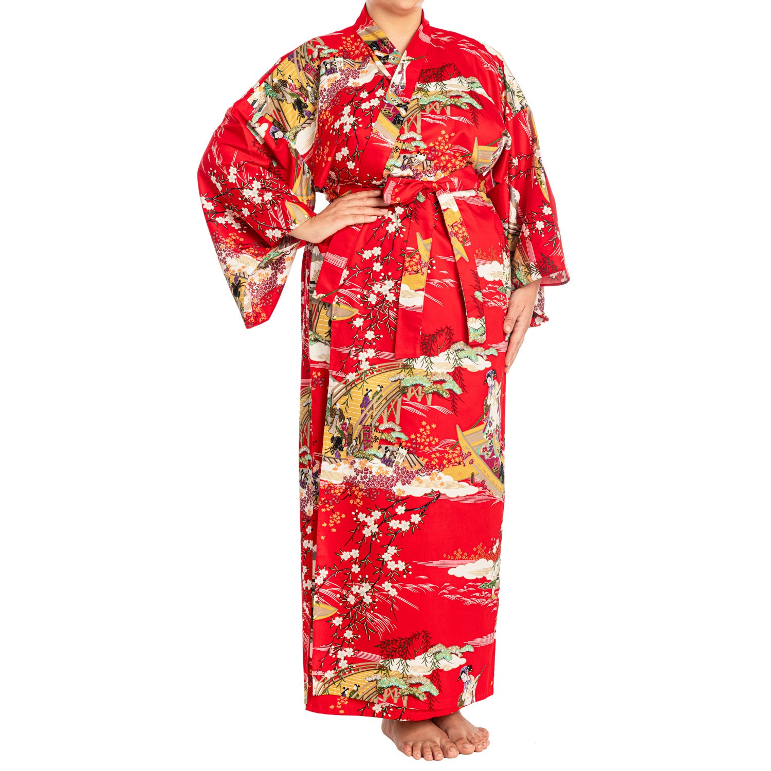 Geisha Long Red Japanese Kimono XL