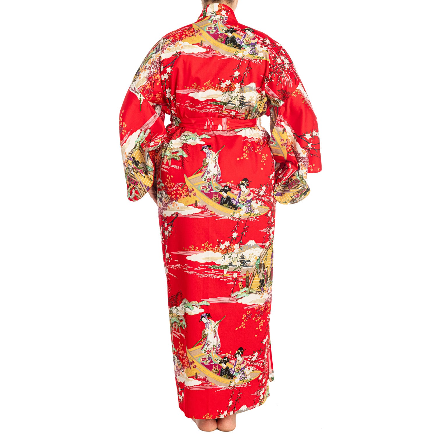 Geisha Long Red Japanese Kimono XL | Full Length Kimono – The Japanese Shop