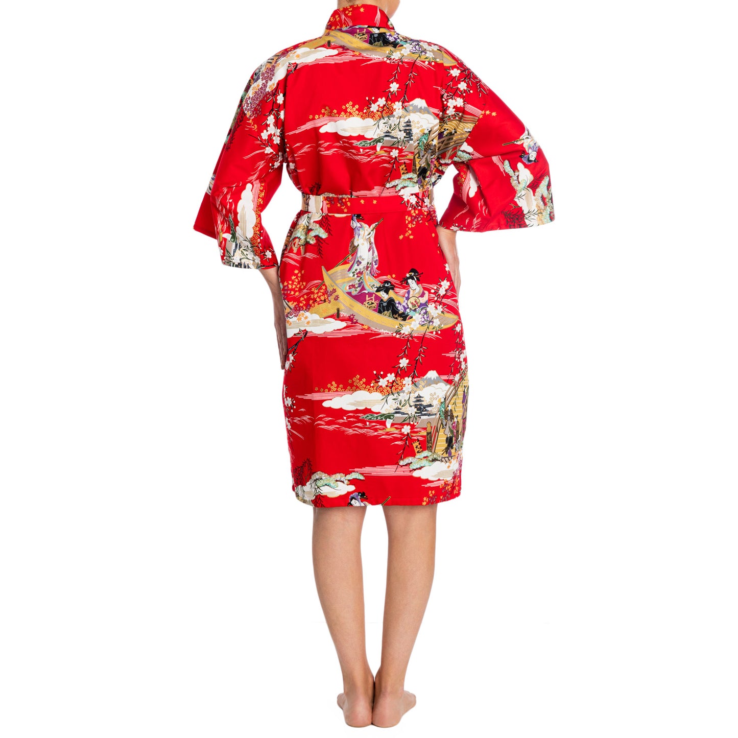 Geisha Short Red Japanese Kimono