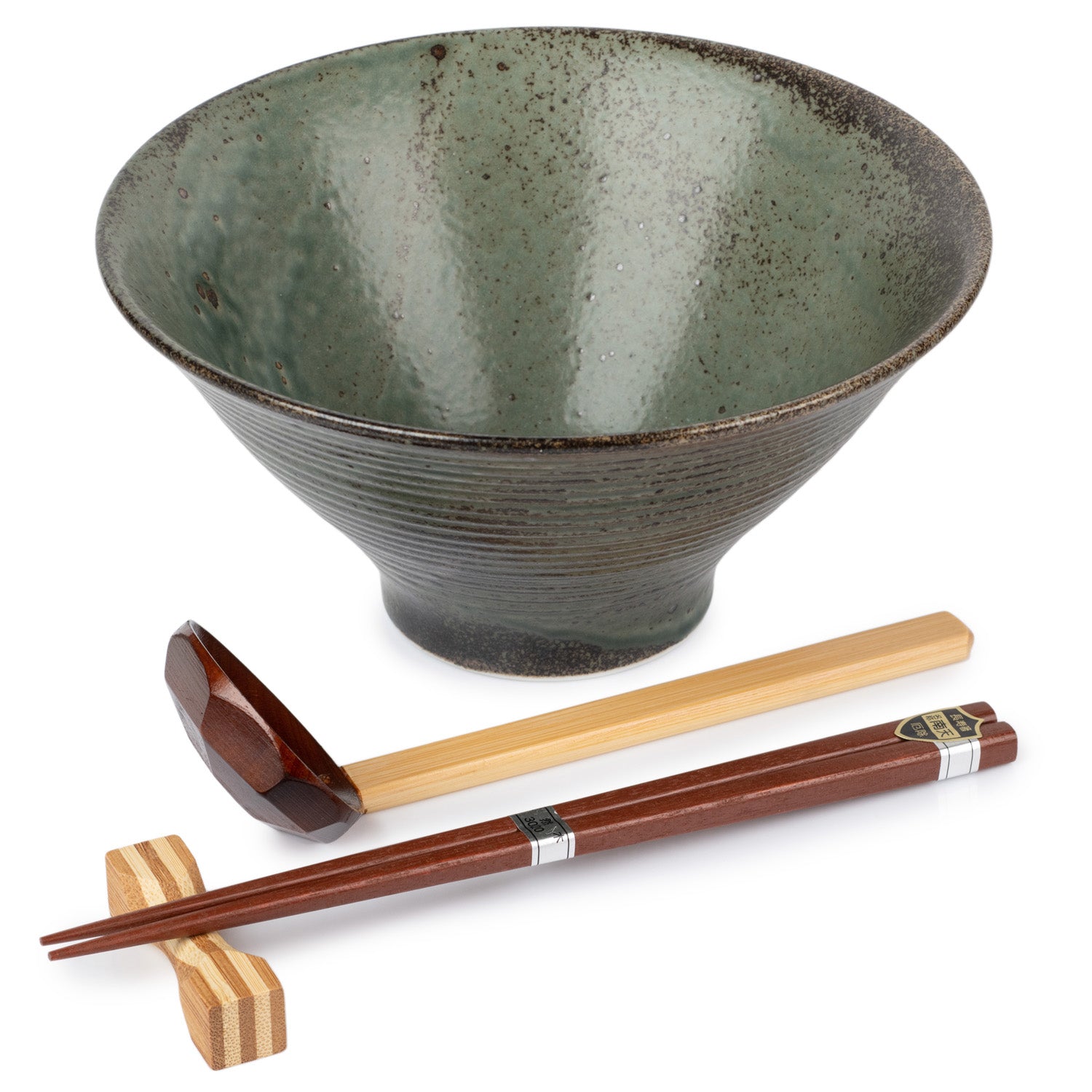 Green Wabi Sabi Premium Japanese Ramen Bowl Set