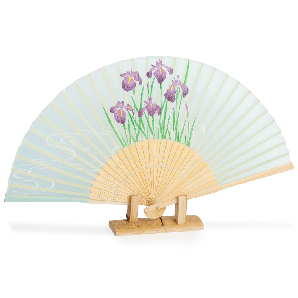 Light Green Iris Japanese Folding Fan