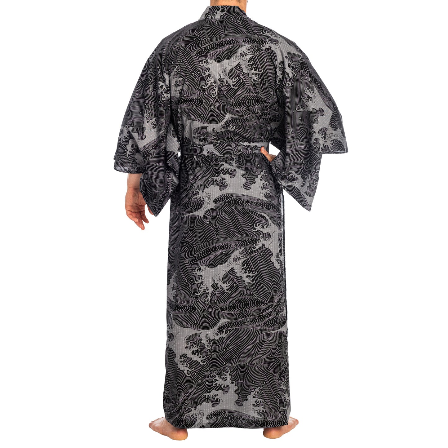 Japanese Kimono Wave Long Black