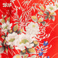 Japanese Silk Kimono Floral Print Long Red
