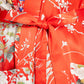Japanese Silk Kimono Floral Print Short Red
