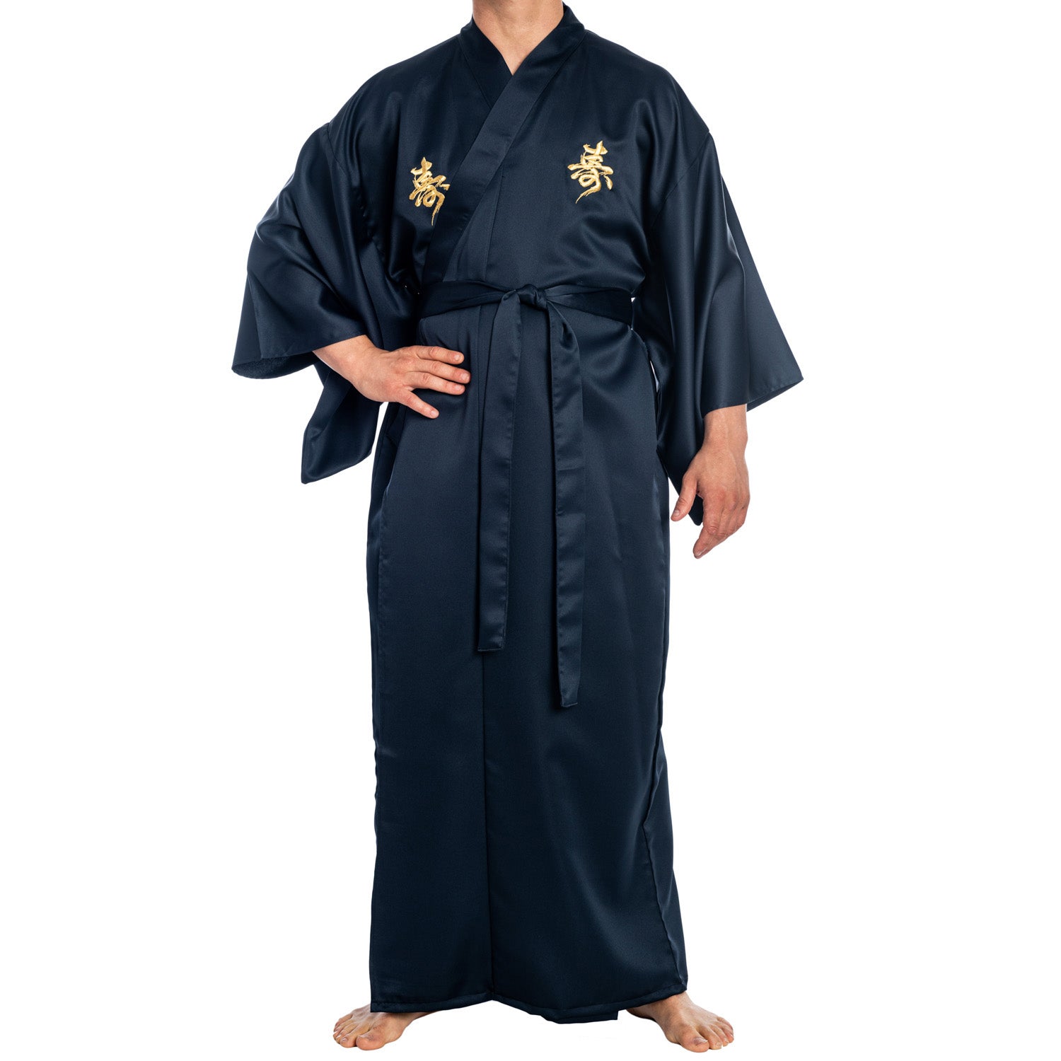 Kotobuki Navy Mens Japanese Polyester Kimono