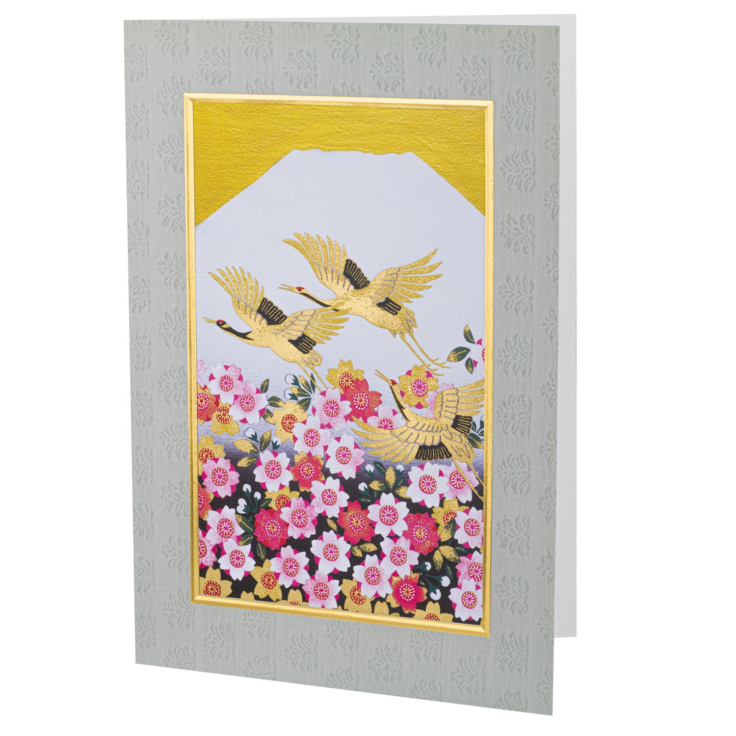 Large Cherry Blossom and Cranes Japanese Card