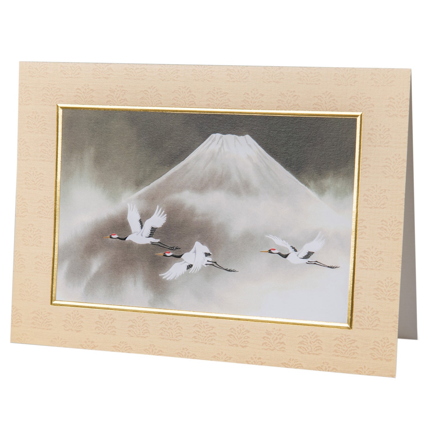 Large Cranes and Mount Fuji Japanese Card