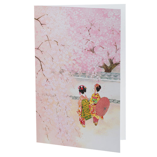 Maiko Viewing Cherry Blossom Japanese Card