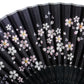 Midnight Black Sakura Japanese Folding Fan detail