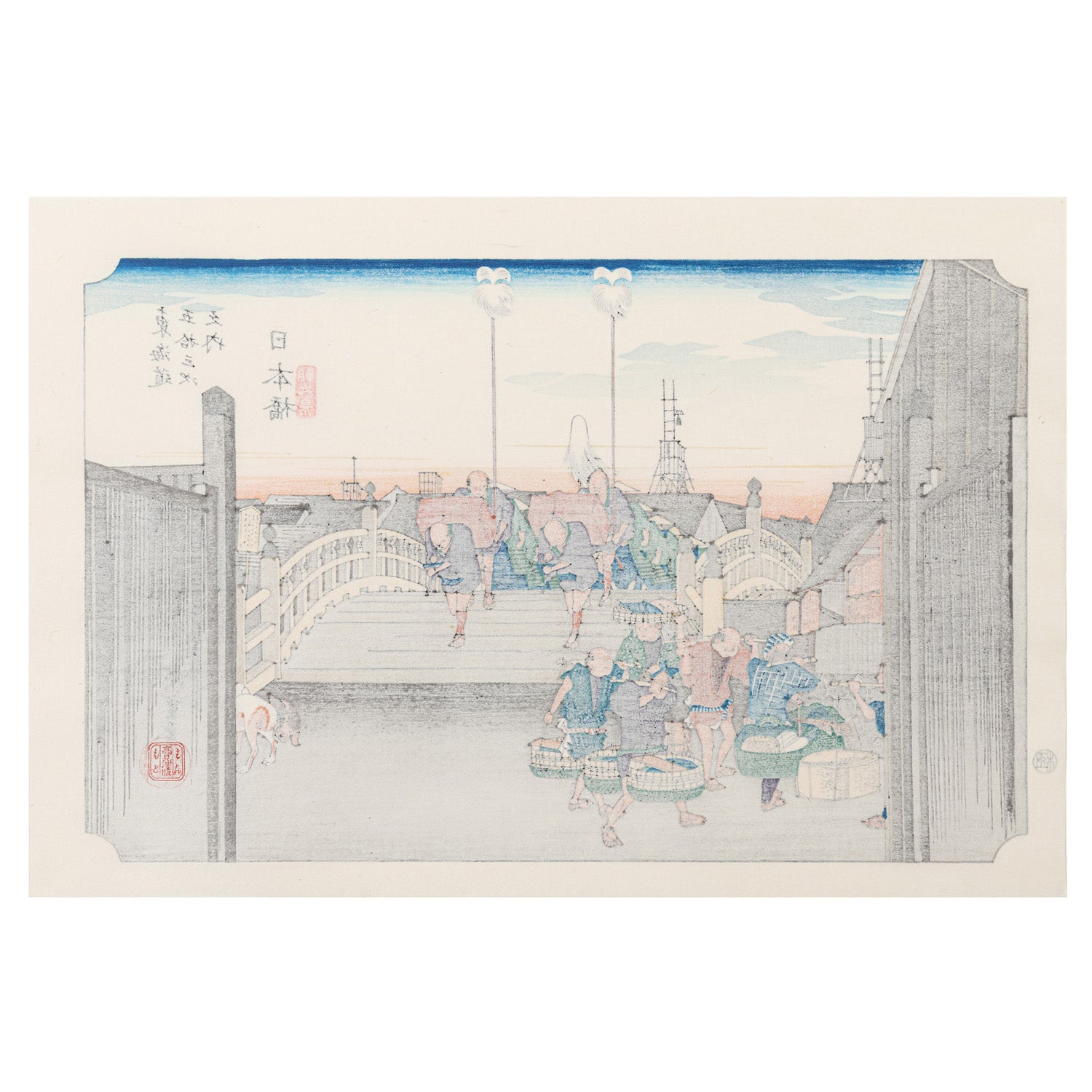 Morning View of Nihonbashi Woodblock Print
