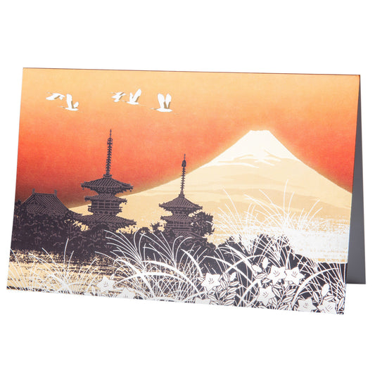 Mount Fuji and the Temples Japanese Card