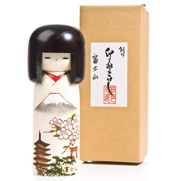 Mount Fuji Japanese Wood Kokeshi Doll
