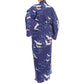 Navy Blue Crane Long Japanese Cotton Kimono XL