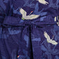 Navy Blue Crane Long Japanese Cotton Kimono XL