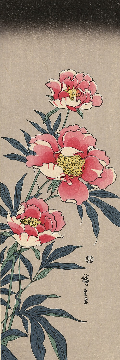 Peonies Utagawa Hiroshige Woodblock Print
