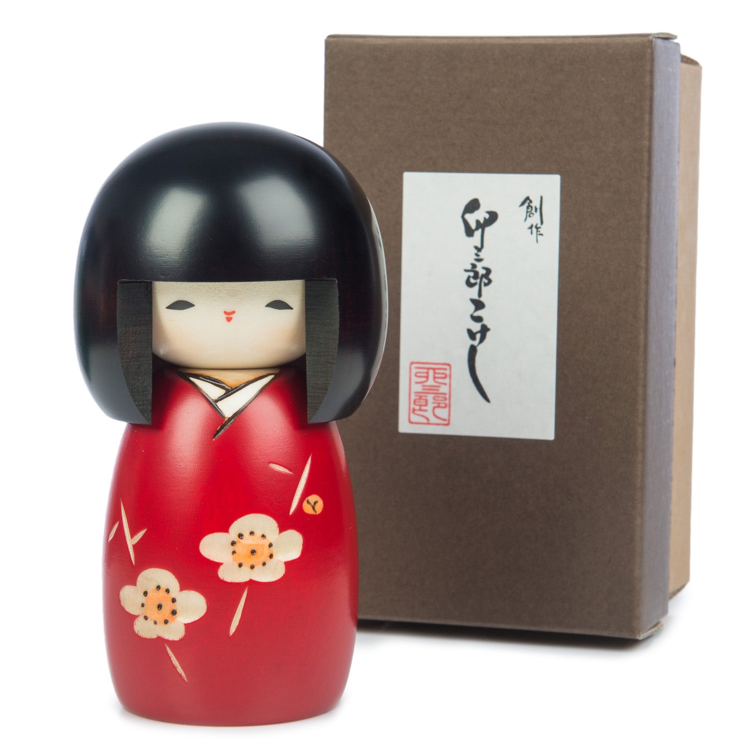 Pretty Girl Red Plum Japanese Kokeshi Doll