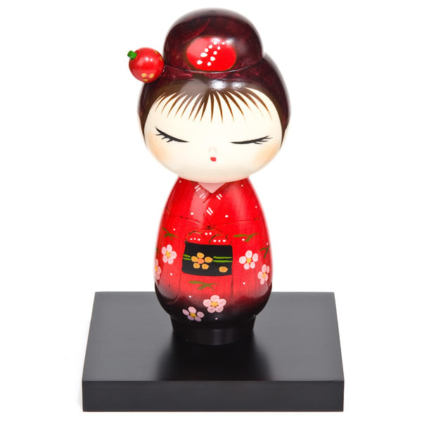 Pretty Red Hairpin Japanese Kokeshi Doll