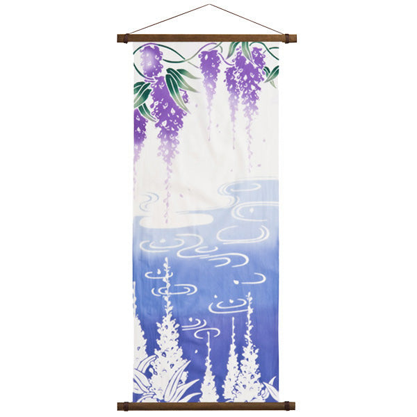 Purple Wisteria Tenugui Japanese Wall Hanging Set