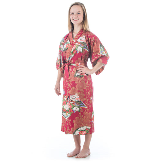 Age 10 to 11 Red Cotton Japanese Girls Kimono