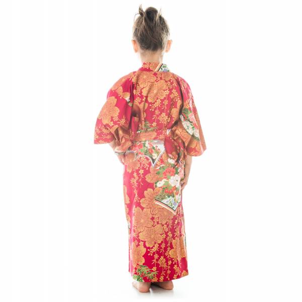 Age 6 to 7 Red Cotton Japanese Girls Kimono