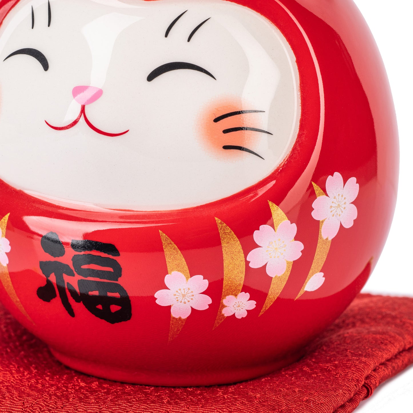 Red Daruma Lucky Cat Japanese Piggy Bank