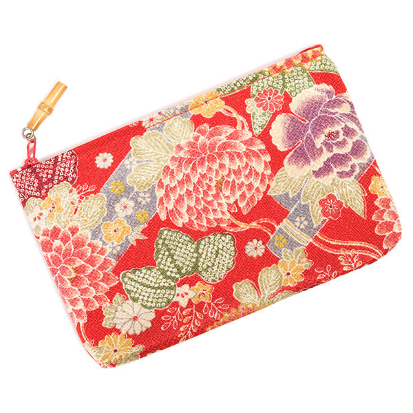 Red Flower Japanese Pouch Bag