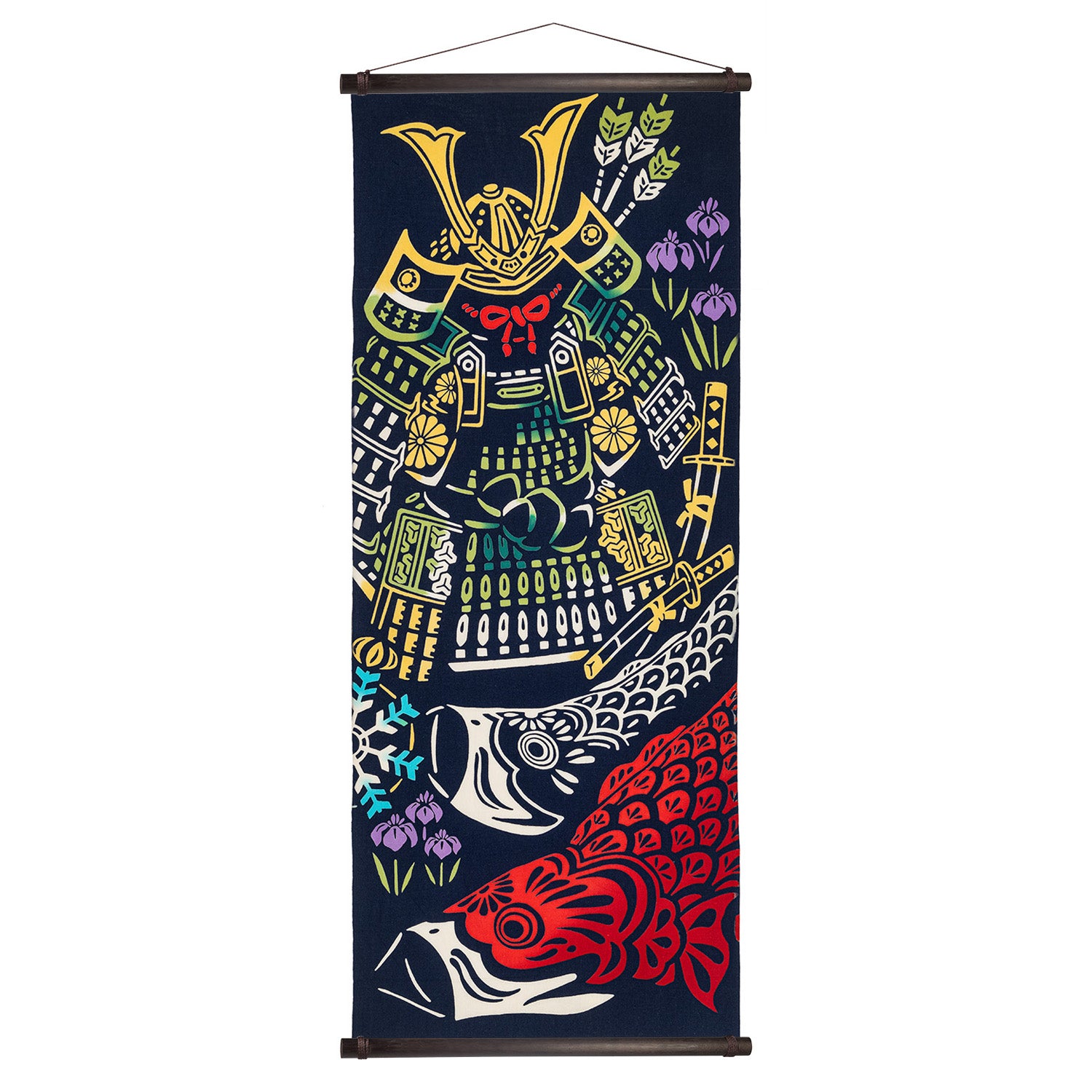 Samurai and Koi Cotton Japanese Tenugui