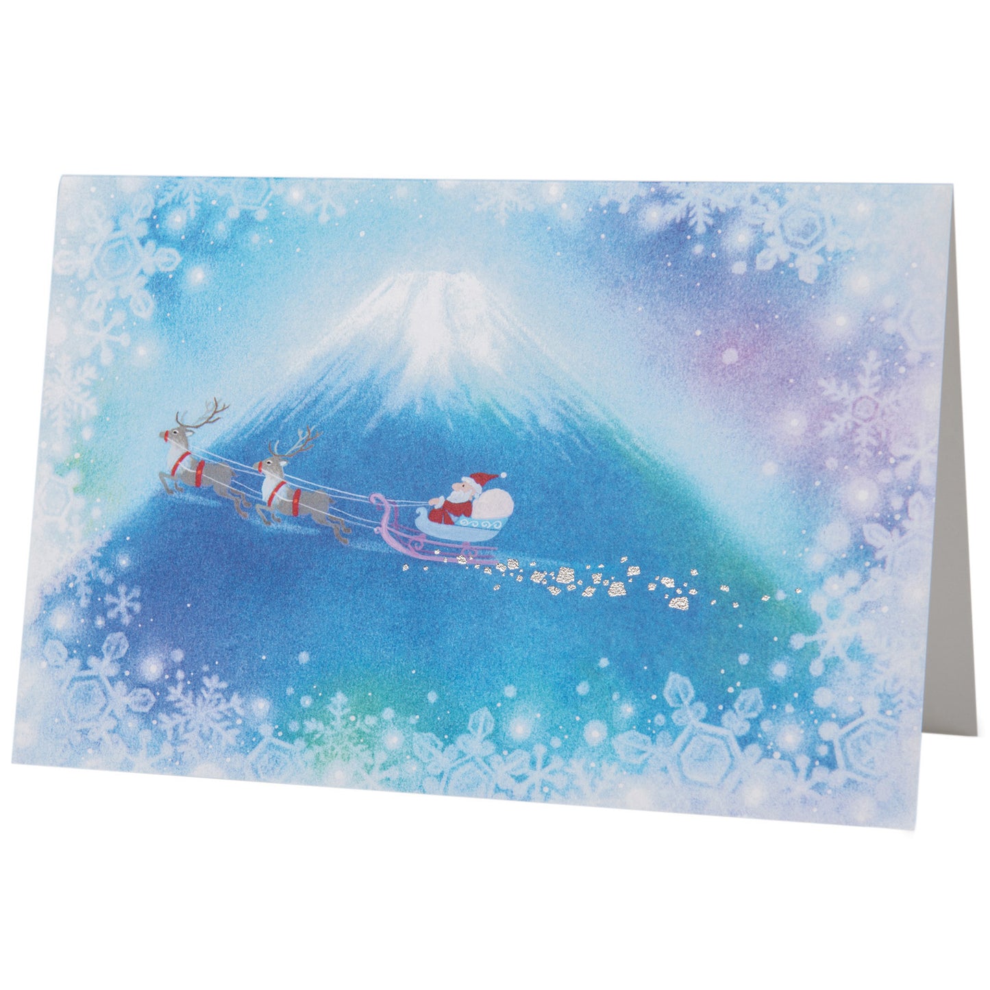 Santa Flies by Fuji Japanese Xmas Card