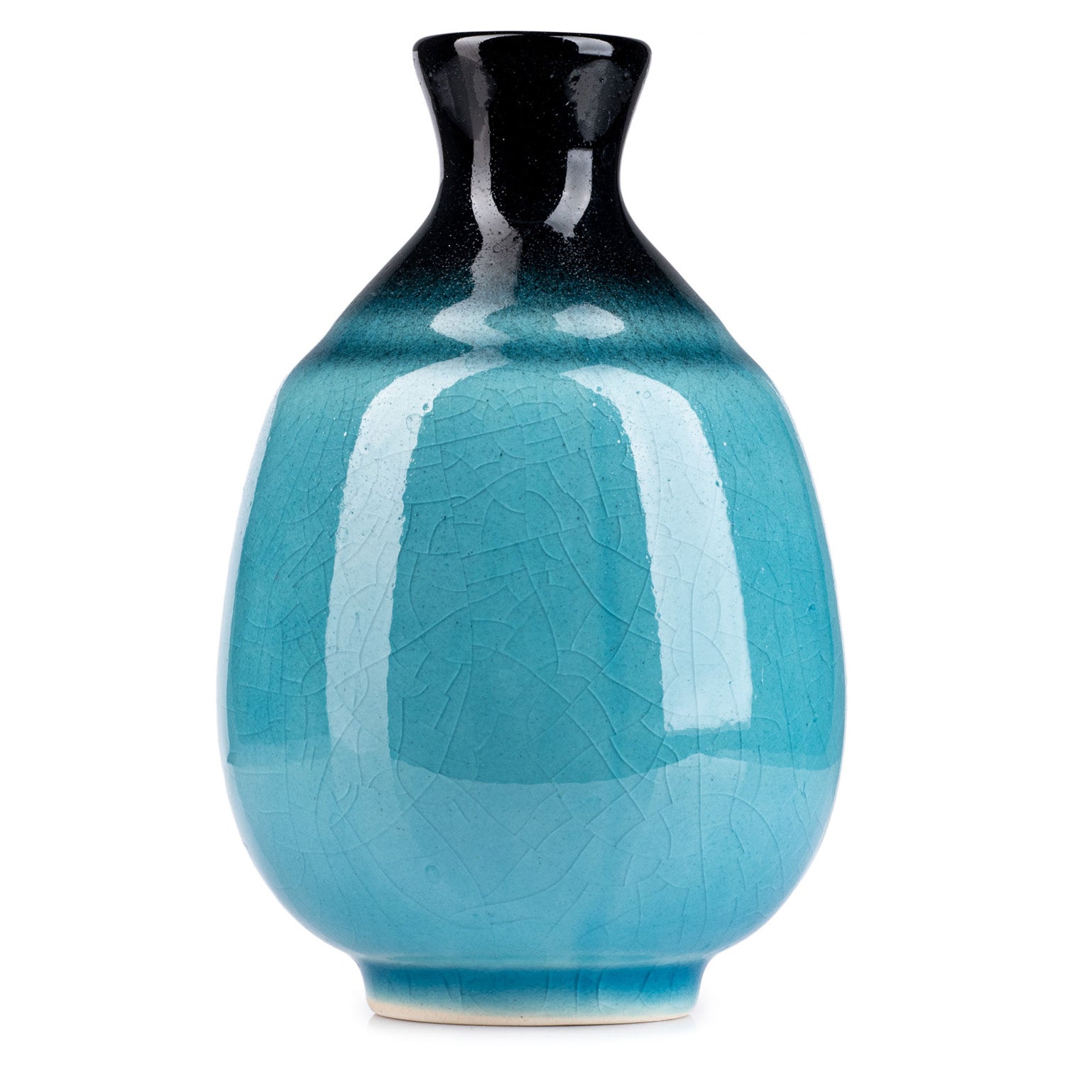 Sea Blue Crackleglaze Small Japanese Vase