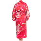 Silk Crane Print Long Red Japanese Kimono XL