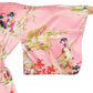 Silk Ukiyoe Print Long Pink Japanese Kimono