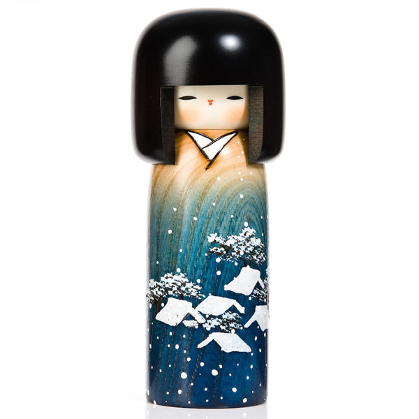Snow Girl Japanese Wooden Kokeshi Doll