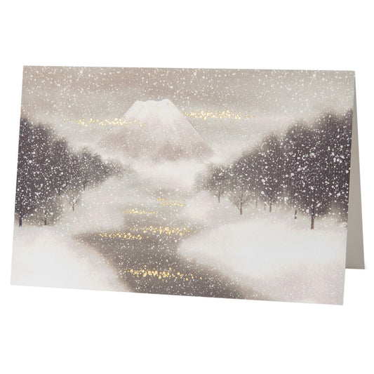 Snowy Mount Fuji Japanese Christmas Card