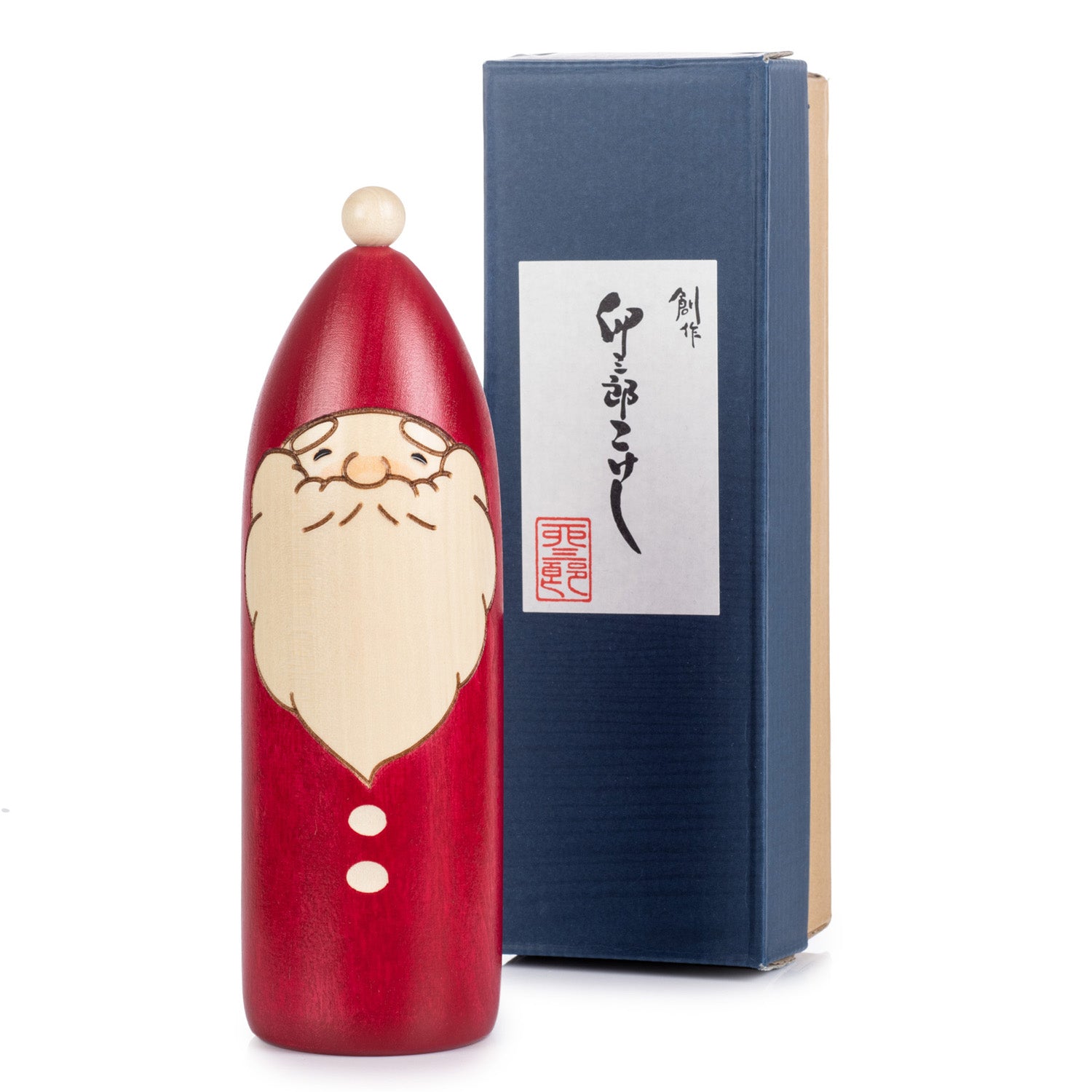 Tall Red Father Xmas Wooden Kokeshi Doll