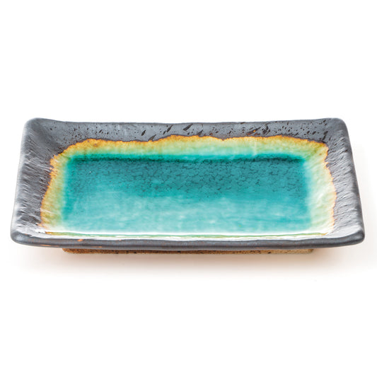 Turquoise Crackleglaze Japanese Plate