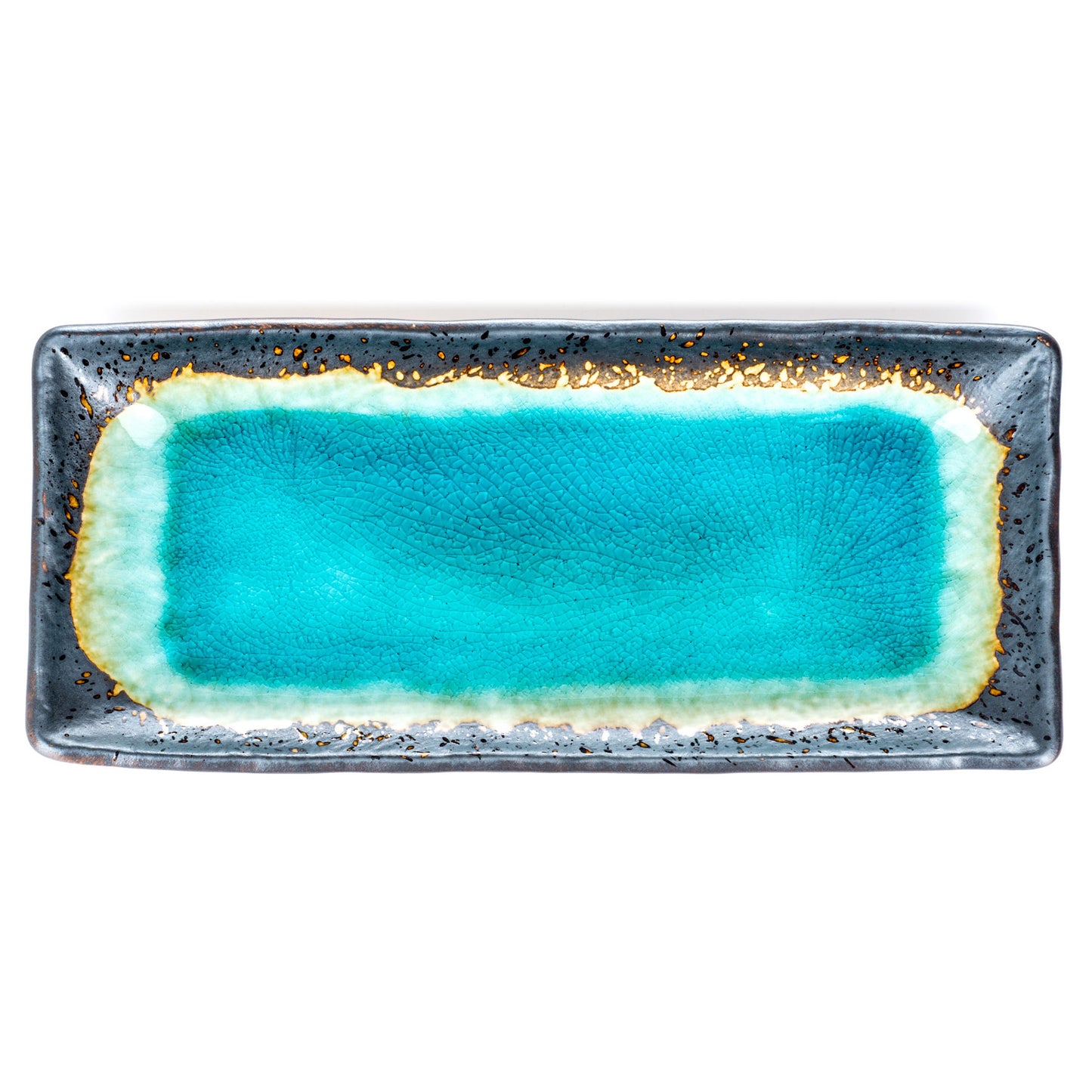 Turquoise Crackleglaze Oblong Plate
